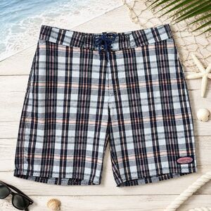 Vineyard Vines Men's Plaid Board Shorts Swim Trunks Size 34 Blue/Gray